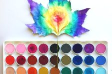 DIY watercolor leaf art