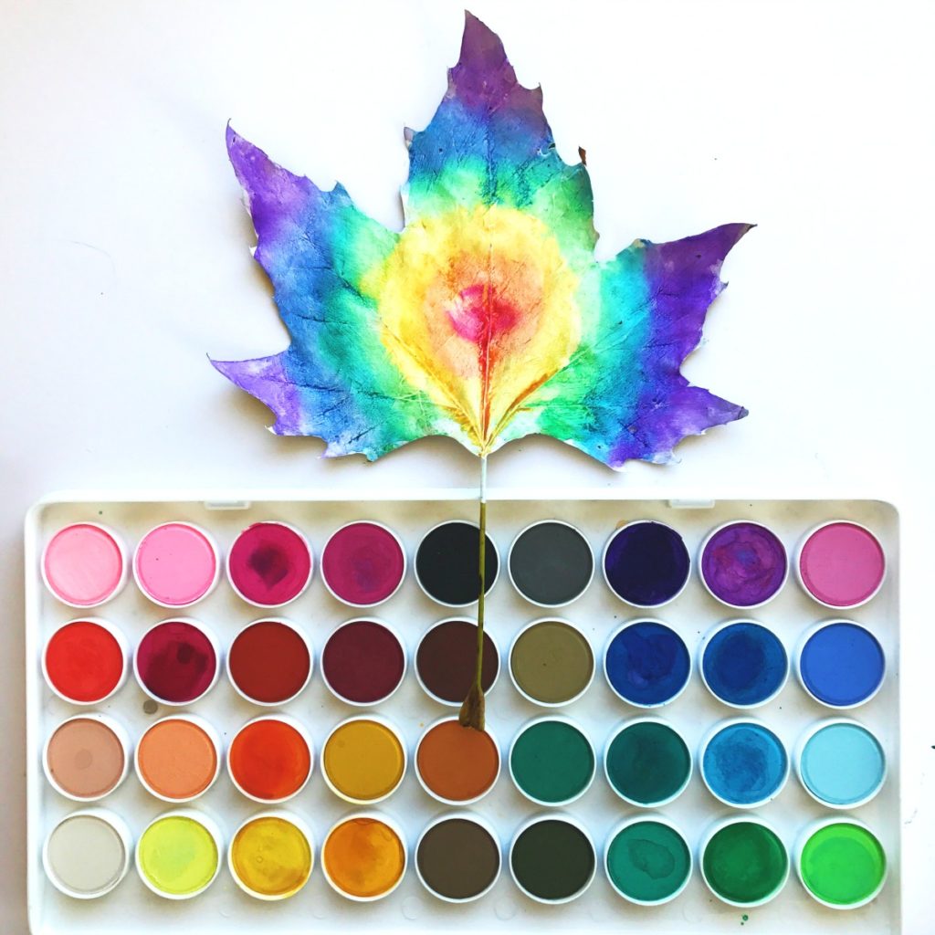 DIY watercolor leaf art