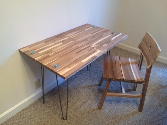 DIY desk from IKEA Skogsta chopping boards