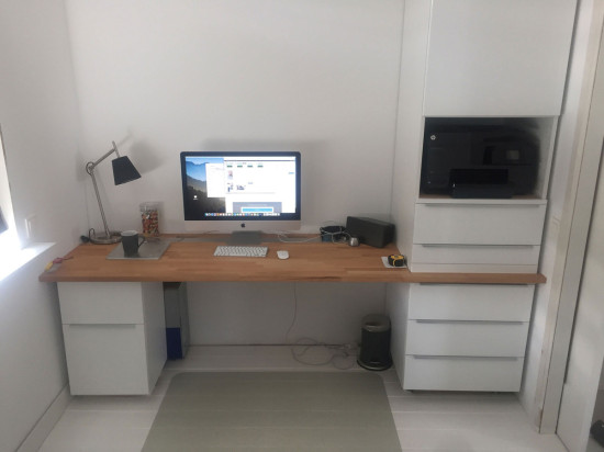 DIY desk from IKEA kitchen cabinets