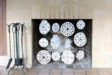 DIY paper snowflake fireplace screen
