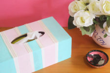DIY pastel tissue box with pearls