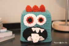 DIY crochet monster tissue box cover