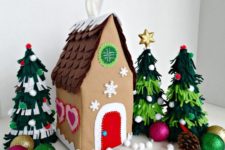 DIY gingerbread house tissue box cover