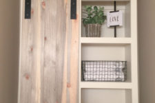 DIY sliding barn door bathroom cabinet