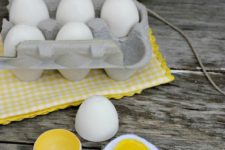 DIY play eggs using plastic ones