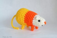 DIY crocheted candy corn rat