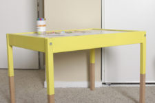 DIY bold yellow dipped IKEA Latt furniture