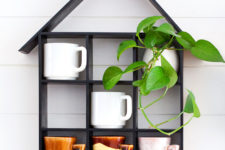 DIY house shaped mug shelf