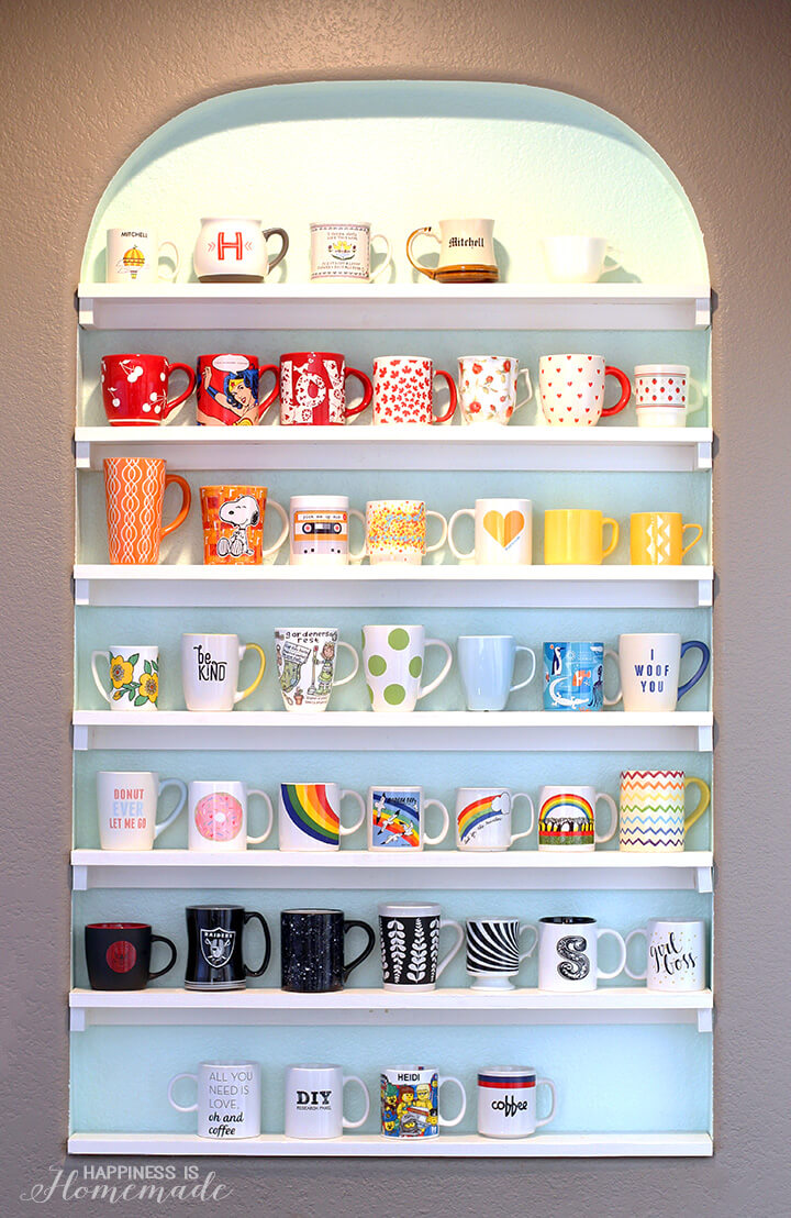 DIY mug collection display shelf