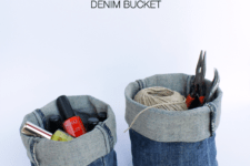DIY upcycled denim bucket