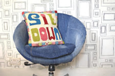 DIY IKEA chair denim upcycle