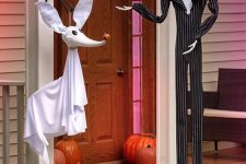 simple Jack Skellington and Zero props will turn your porch into a cool outdoor Halloween space