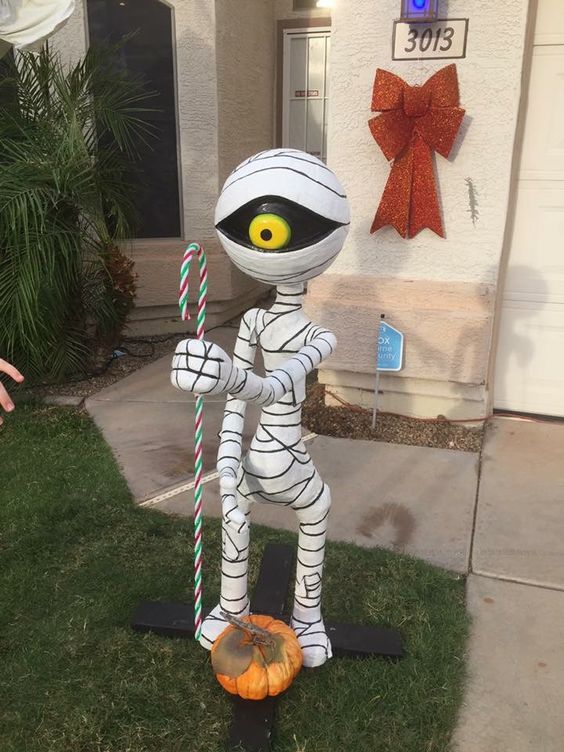 the Mummy Boy from Nightmare Before Christmas is a super cool outdoor decoration for Halloween, you may use it indoors too