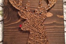 11 Rudolph the deer string art with a rhinestone red nose for Christmas