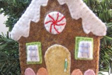 12 a gingerbread-inspired house ornament can be made of felt