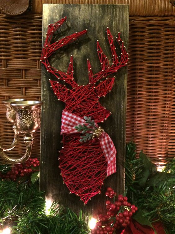 a red deer string art piece is ideal for Christmas