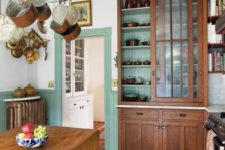 16 wooden cabinets with glass sliding doors are ideal for rustic vintage-inspired spaces