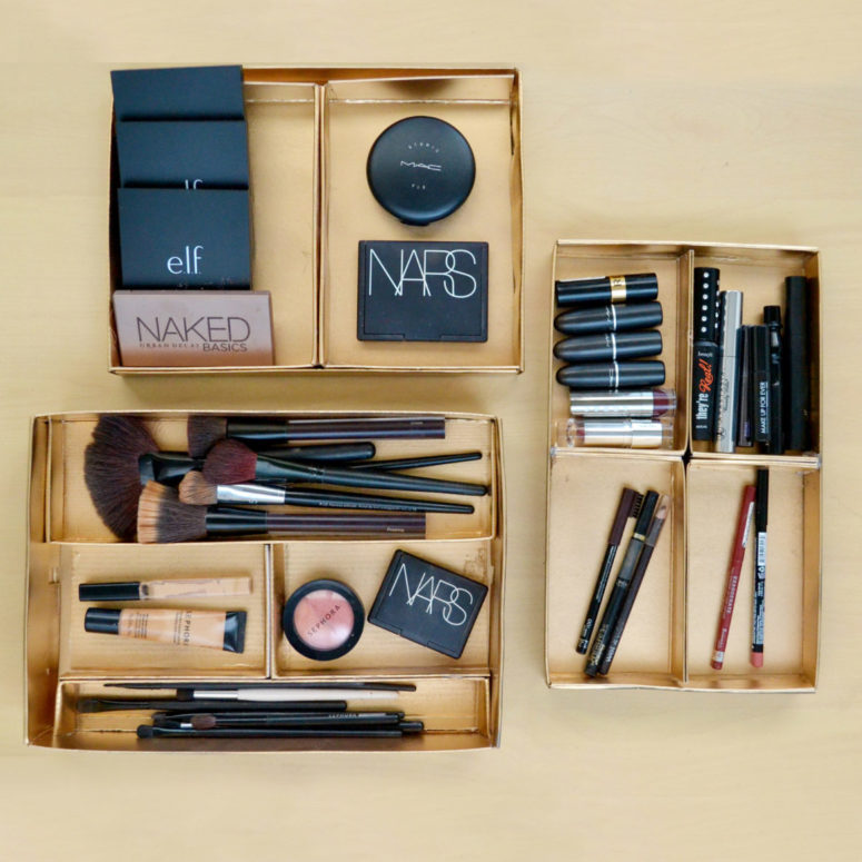 DIY luxe makeup storage trays (via sparkandchemistry.com)