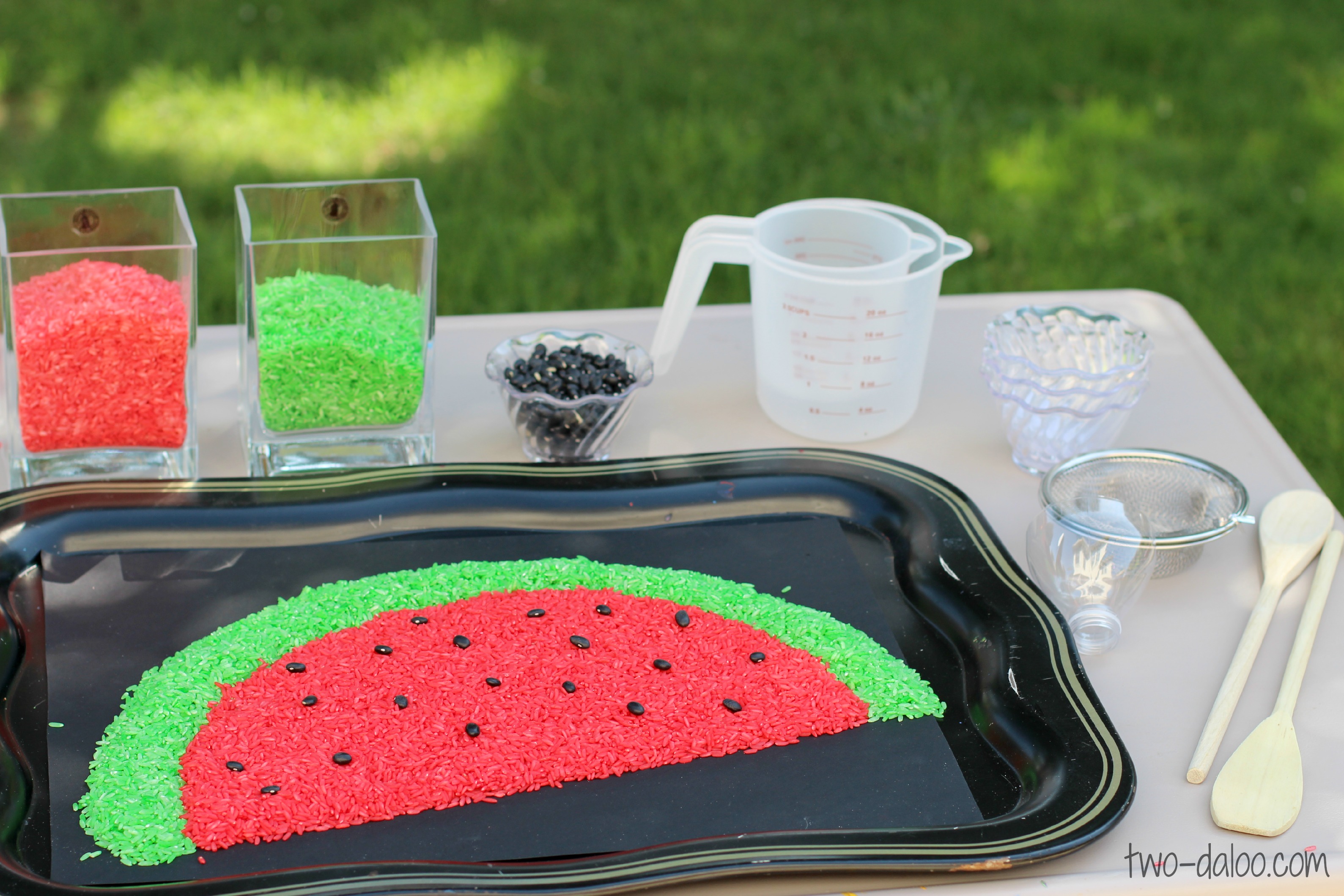 DIY watermelon slice sensory play
