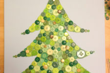 DIY button Christmas tree art