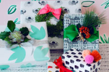 DIY evergreen gift toppers