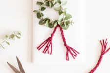 DIY eucalyptus wreath with braids gift topper