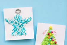 DIY string art Christmas cards