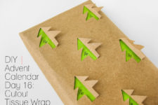 DIY gift wrapping paper with 3D trees