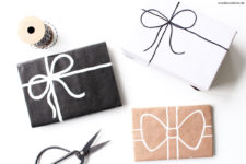 DIY kraft paper with bows drawn with markers