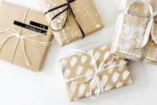 DIY wrapping paper with white paint
