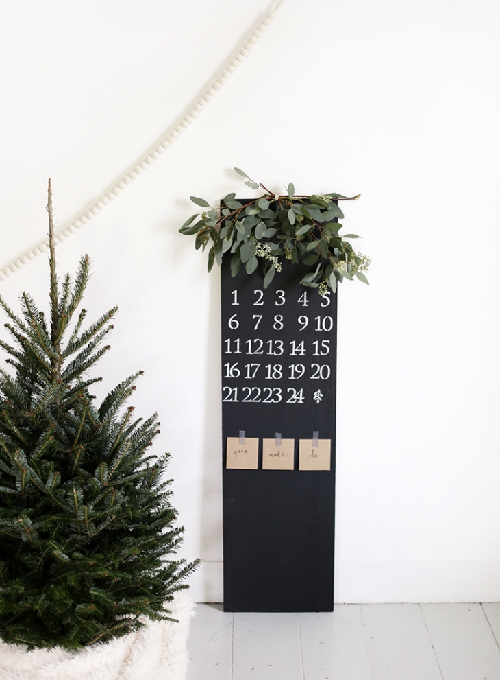 DIY chalkboard advent calendar (via themerrythought.com)