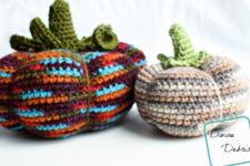 DIY colorful crocheted pumpkins