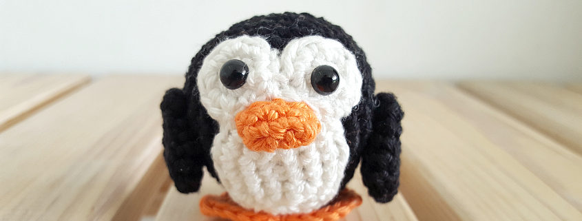 DIY crochet penguing with bead eyes