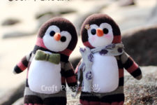 DIY sock penguins with sewing