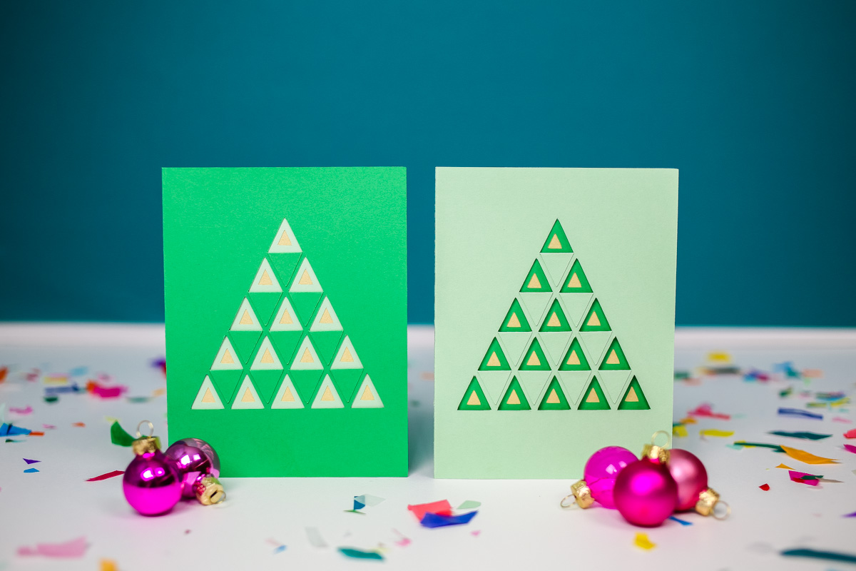 DIY colroful layered Christmas tree card