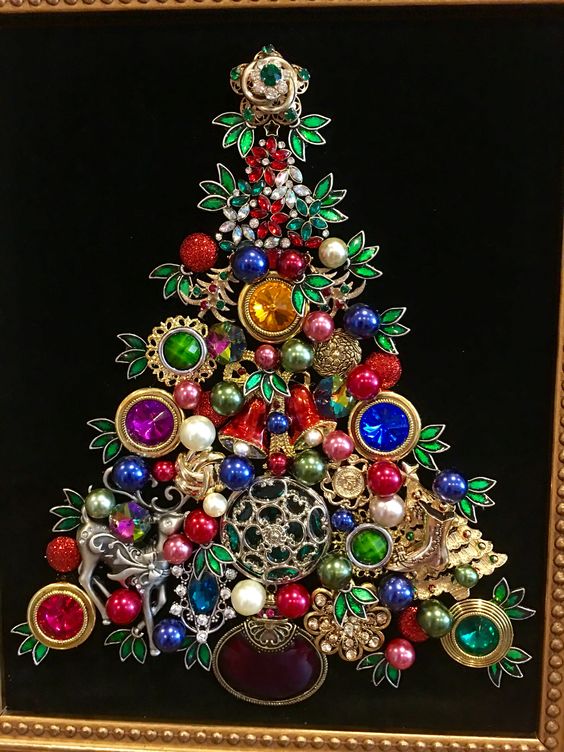 a chic colorful jewelry Christmas tree in bold shades of all kinds
