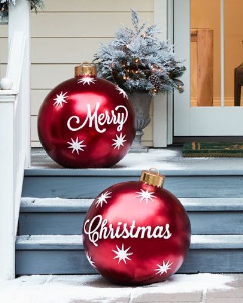 oversized Christmas ornaments for decorating outdoors will make a statement