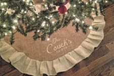 08 a burlap tree skirt is a great idea for any rustic space