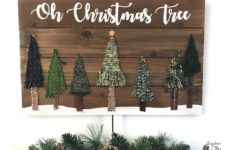 DIY Christmas pallet sign with fabric trees