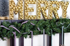 DIY MERRY sign with disco ball ornaments