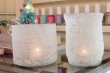 DIY frosted votives in two ways