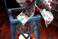 DIY Christmas lantern with various decor on top