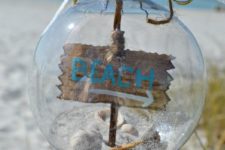 DIY beach glass ornaments with signs