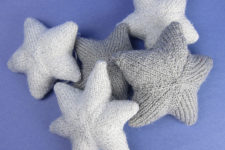 DIY grey knit star ornaments