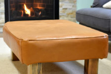 DIY leather upholstered ottoman