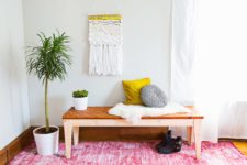 DIY woven leather bench