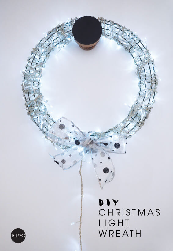 DIY industrial white light Christmas wreath (via www.tomfo.com)