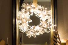 DIY glowing snowflake wreath
