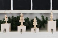 DIY wooden block and Christmas tree stocking holders